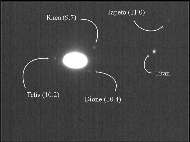 Saturno y satélites - marzo 2002